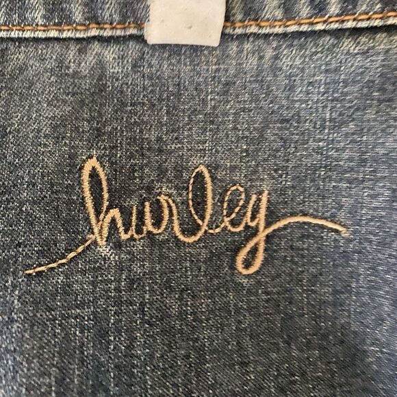 Hurley Jean Jacket Womens L Trucker Denim Button Collar Coat Blue Y2K - Picture 6 of 12